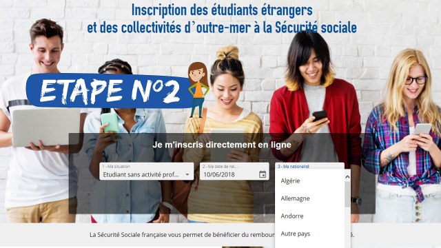 Présentation du site d'affiliation à la sécurité sociale des étudiants étrangers