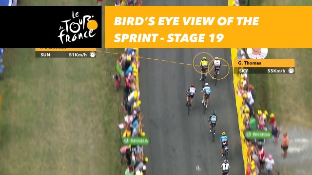 Vue aérienne sur le sprint de Geraint Thomas / Bird's eye view of the sprint - Étape 19 / Stage 19 - Tour de France 2018