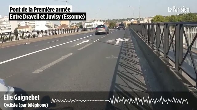 Il filme le couloir de la mort des cyclistes sur un pont à Draveil (Essonne)