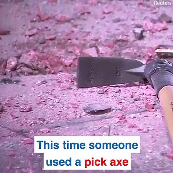 Someone destroyed the president’s Hollywood Walk of Fame star with a pickaxe