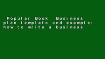 Popular Book  Business plan template and example: how to write a business plan: Business planning