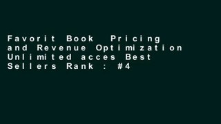 Favorit Book  Pricing and Revenue Optimization Unlimited acces Best Sellers Rank : #4