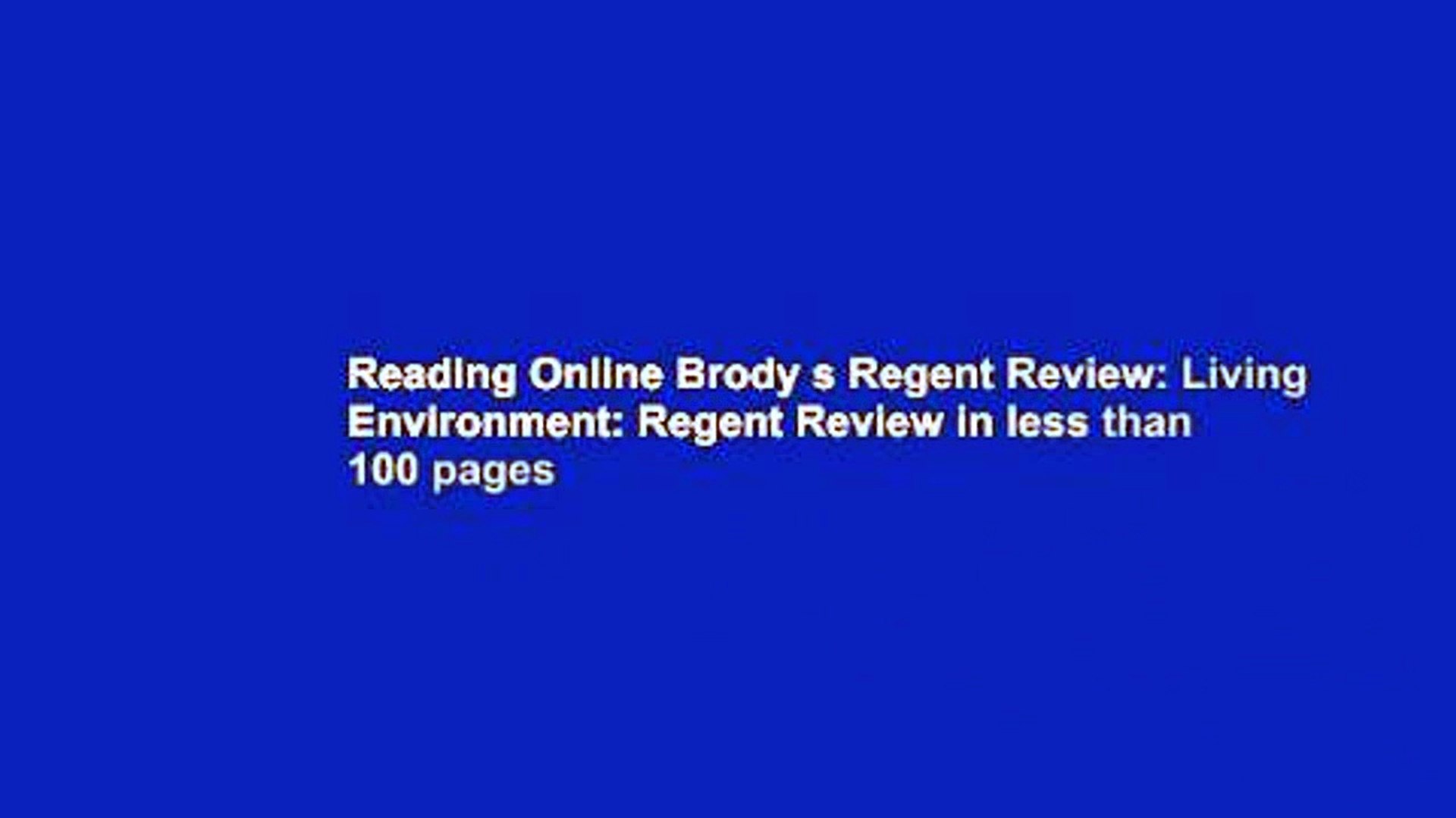 Reading Online Brody S Regent Review Living Environment Regent Review In Less Than 100 Pages - 