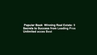 Popular Book  Winning Real Estate: 9 Secrets to Success from Leading Pros Unlimited acces Best