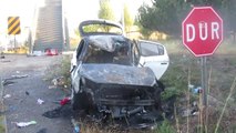 Bariyerlere Çarpan Otomobil Alev Aldı: 1 Ölü, 3 Yaralı