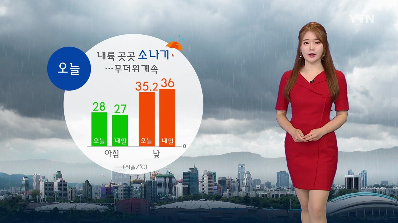 [날씨] 오늘 내륙 곳곳 소나기...무더위 계속 / YTN