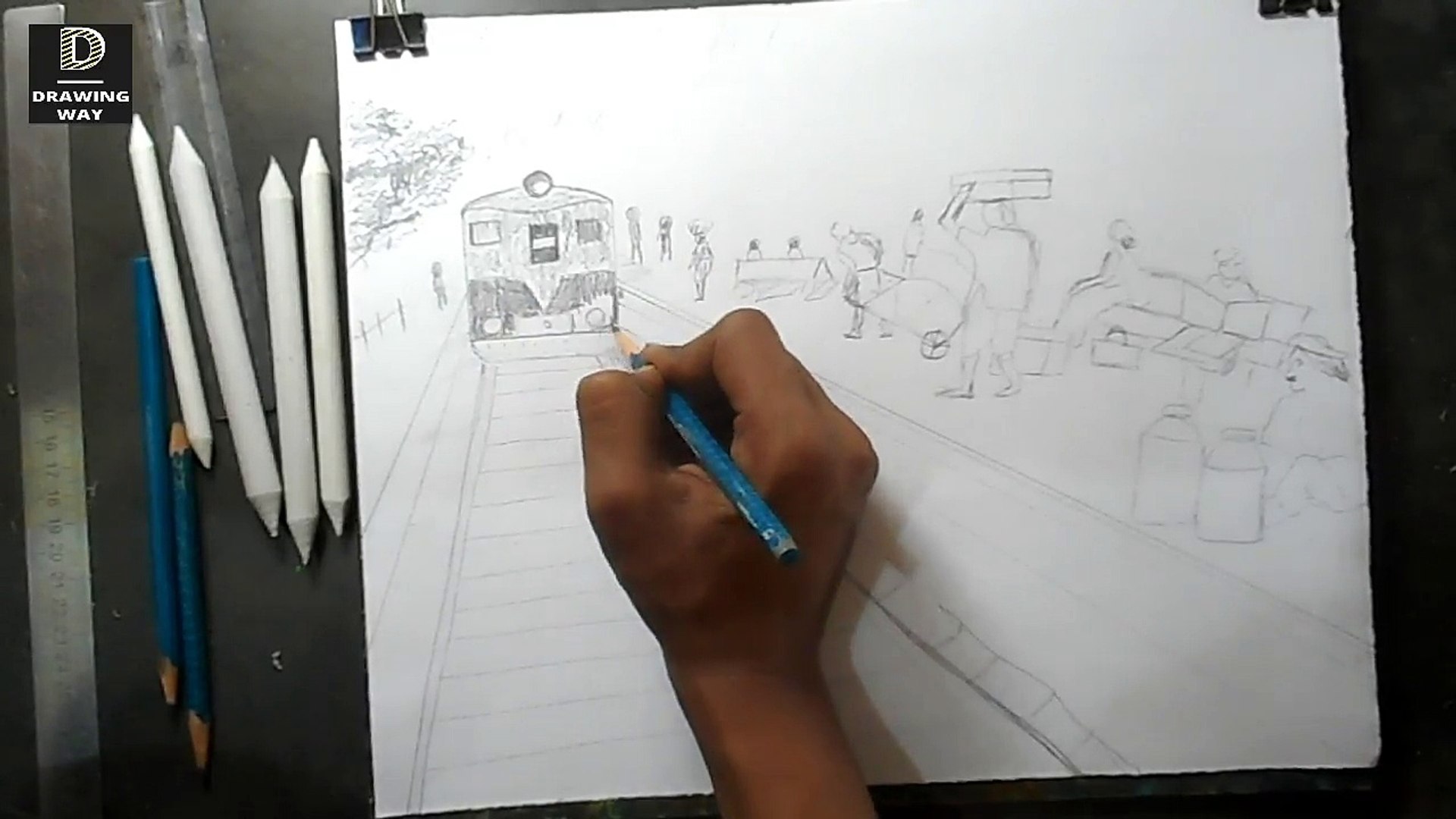 railway station drawing