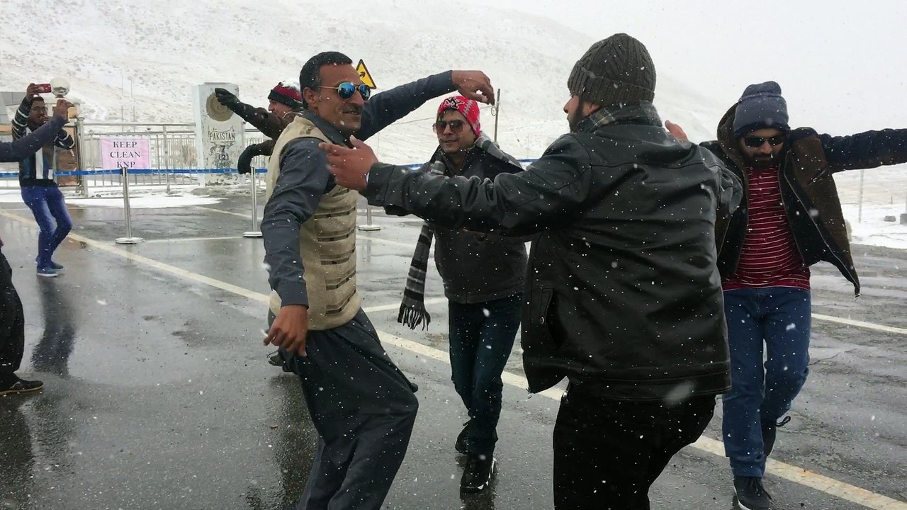 Guys full enjoy weather at Khunjerab Pass PAK CHINA Border April 2018