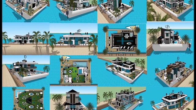 SIMS 5 MANSION BUILDING AS A LUXURY HOUSEBOAT FLOATING ON OCEAN MODERN FLOATING HOUSE Luxury Yac