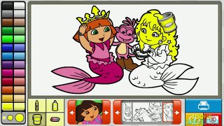 Dora the Explorer Mermaid Princess Nick Jr. Coloring Book Game for Children
