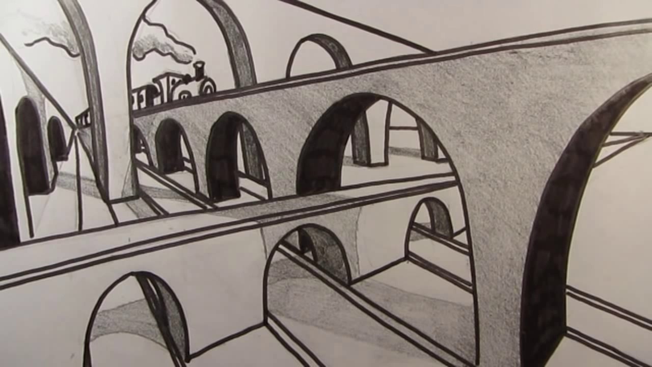 Comment dessiner un pont en perspective à deux points rapporté