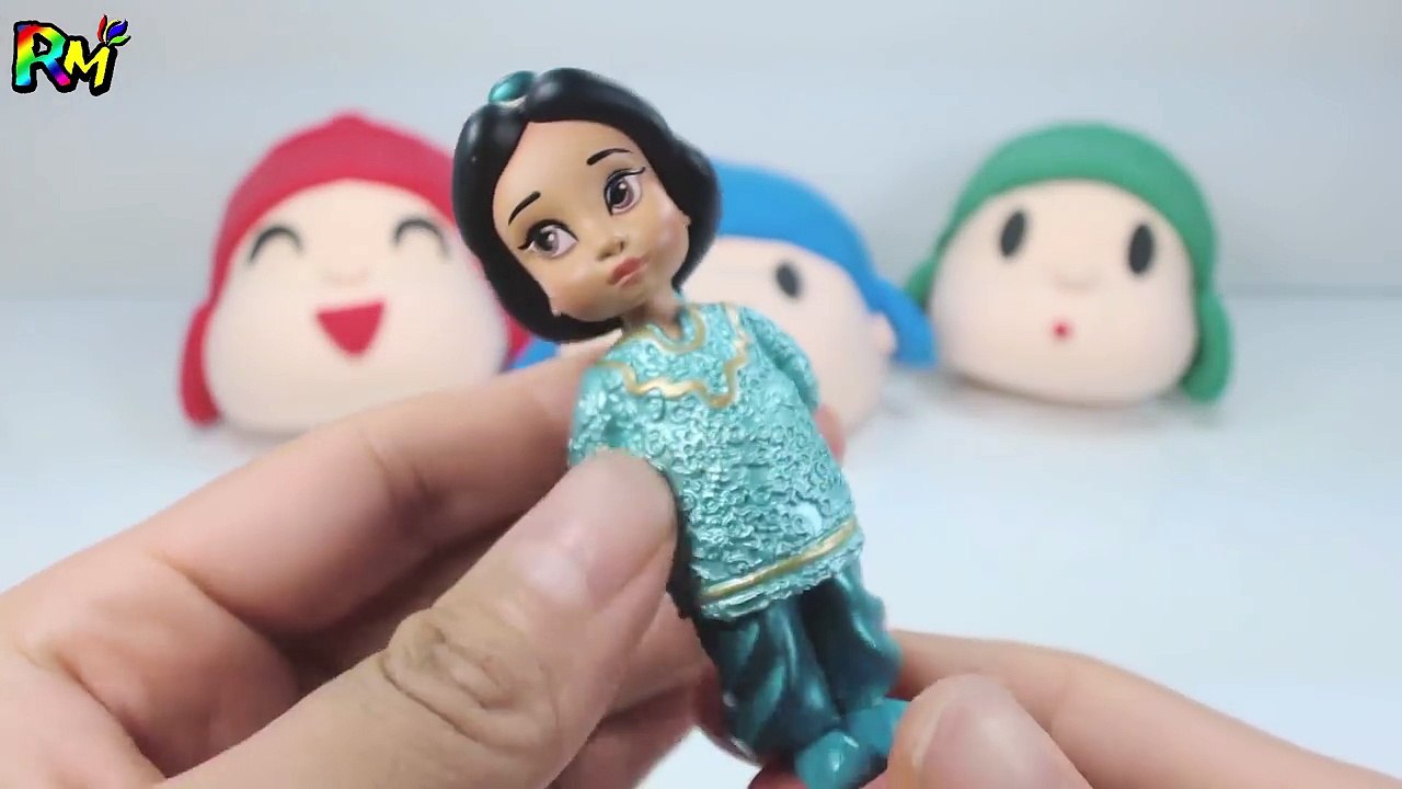 Learn Colors with Play Doh Pocoyo Surprise Eggs Disney Princess Belle Pocahontas Jasmine