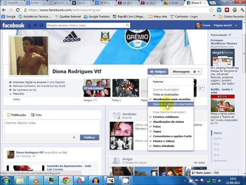 Cancelar assinatura de contatos e ou diminuir atualizações de seus contatos no facebook V2