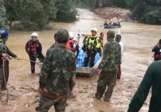 Thai Rescue Crews Help During Flooding in Southern Laos