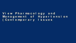 View Pharmacology and Management of Hypertension (Contemporary Issues in Nephrology) Ebook