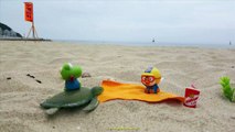 뽀로로와 크롱 해변에서 부산 뽀로로 장난감 애니메이션 Pororo and Crong in Busan on the beach