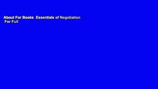 About For Books  Essentials of Negotiation  For Full