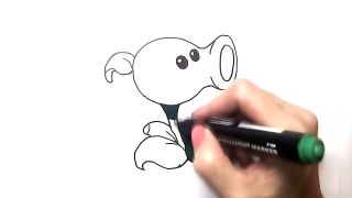 How to Draw Peashooter from Plants vs. Zombies. Coloring book and Drawing for Children
