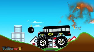 Batman school bus monster truck kids video