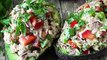 This Healthy Tuna Stuffed Avocado is stuffed with a flavorful southwest mixture of tuna, bell pepper, jalapeno, and cilantro. No mayo necessary here! It’s the p