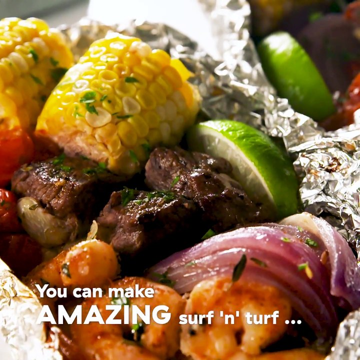 Surf 'N Turf Foil Packs are so simple, you actually have to try to mess them up. Full recipe: