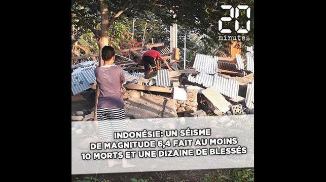 Indonésie: Un séisme de magnitude 6,4 fait au moins 10 morts et une dizaine de blessés