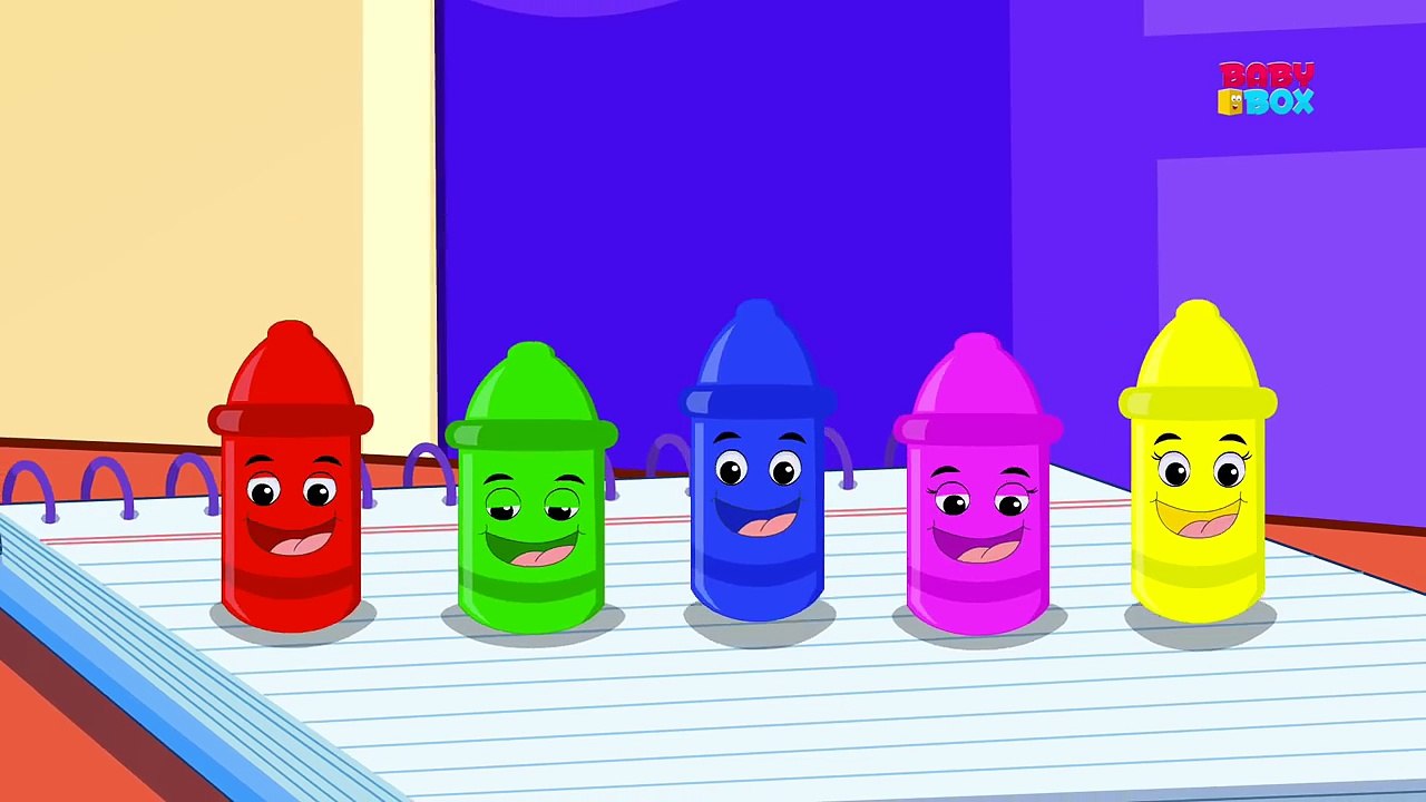 Five Little Crayons Learn Colors Nursery Rhymes Kids Songs