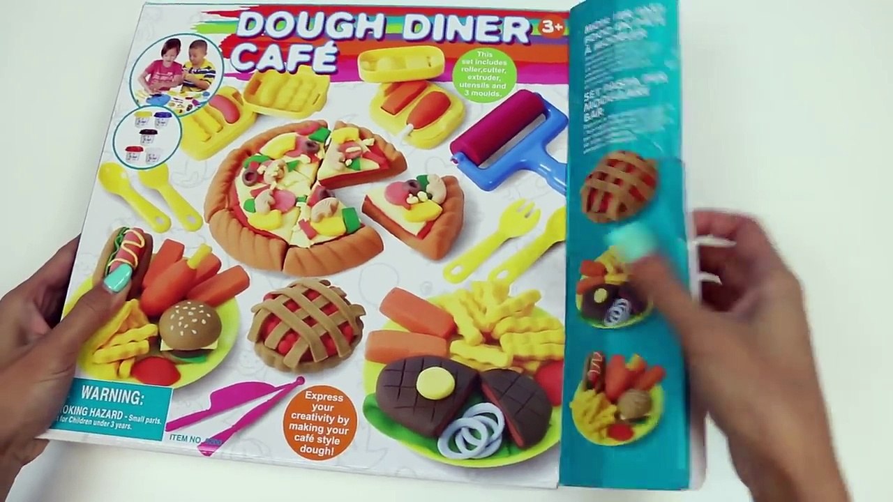 Dough Diner Cafe! Make a HAMBURGER, Hot Dog, Pizza, Desserts & More!