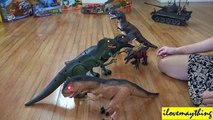 Dinosaur Toys: WWII German Tiger 1 Tank Versus Dinosaurs! T Rex, Raptor, etc..