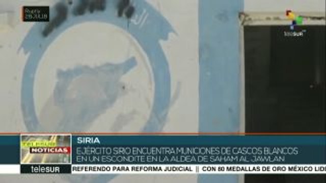 Ejército Sirio haya minas terrestres en un escondite de cascos blancos