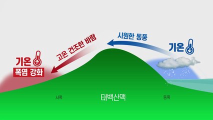 [날씨] 동풍이 가른 더위...서쪽 초고온, 동쪽 단비 / YTN