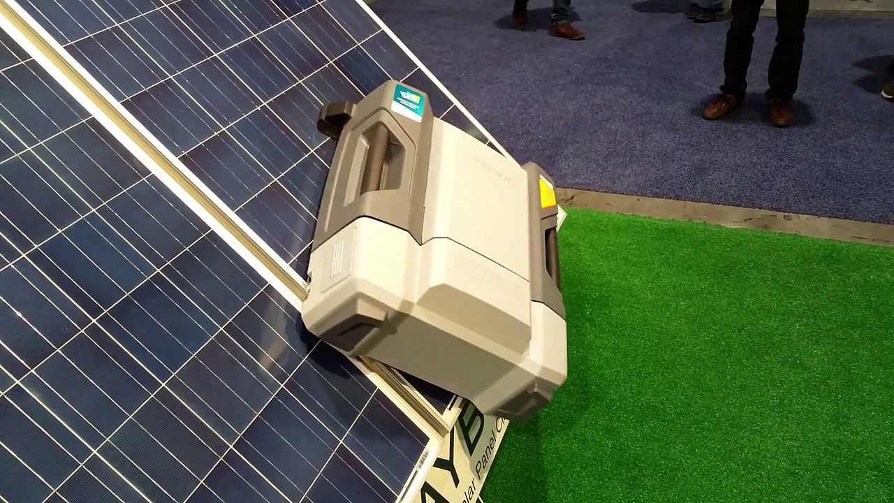 Raybot solar panel cleaning robot making a turn #CES2015