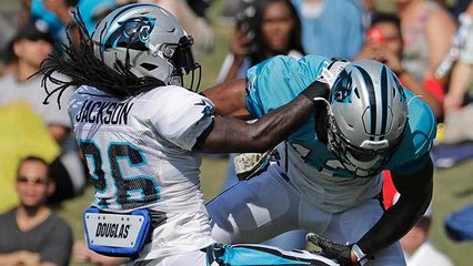 Watch epic sideline duel between Panthers' top draft picks