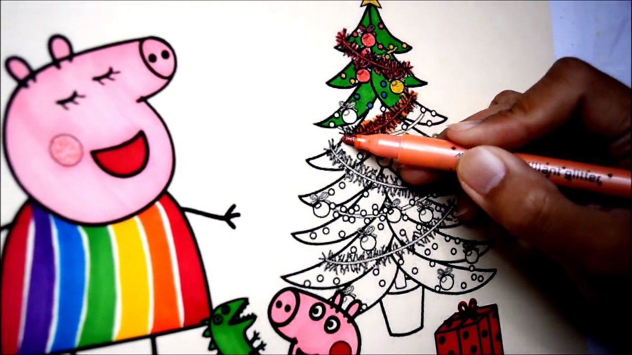 PEPPA PIG Coloring Book Pages Mummy Pigs Christmas Tree Kids Fun Art Videos Kids Balloons