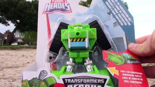 Transformers Rescue Bots Toy UNBOXING: Bulldozer Boulder Construction Bot digging