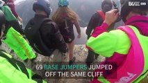 69 BASE Jumpers set new world record