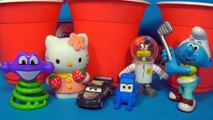 Play Doh ICE CREAM surprise eggs Disney Cars HELLO KITTY SpongeBob SPIDERMAN 3 s co