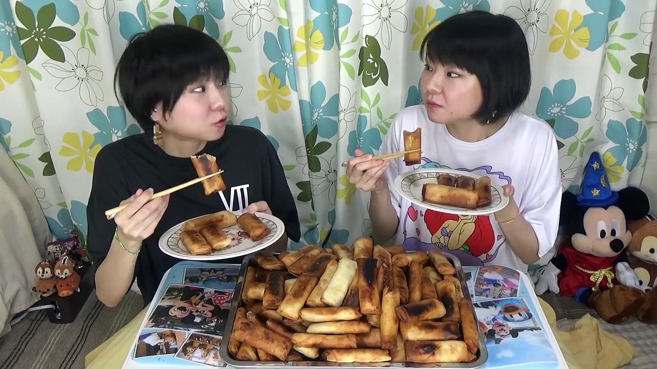【大食い】春巻き１００本・５ｋｇ！【双子】
