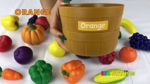 Learn Colors and Spelling Food Words With Fruits, Vegetables Toy Playset, And Egg Surprise