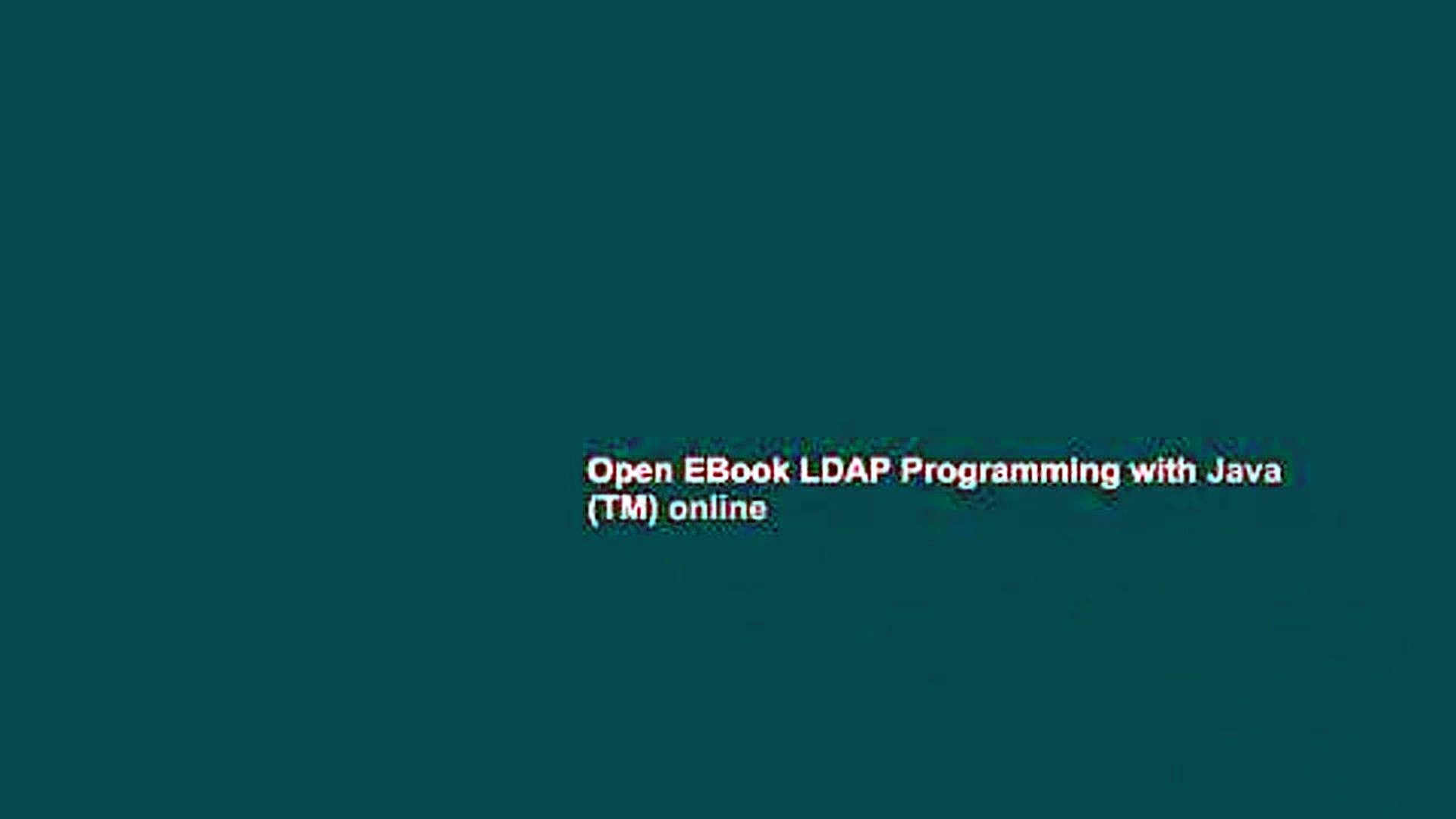 Open EBook LDAP Programming with Java (TM) online