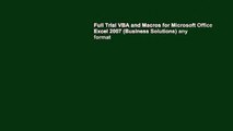 Full Trial VBA and Macros for Microsoft Office Excel 2007 (Business Solutions) any format
