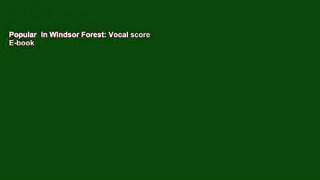 Popular  In Windsor Forest: Vocal score  E-book