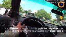 Un policier tire à travers son pare-brise pour arrêter des suspects !