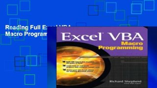 Reading Full Excel VBA Macro Programming For Kindle