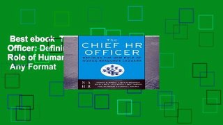 Best ebook  The Chief Hr Officer: Defining the New Role of Human Resource Leaders  Any Format