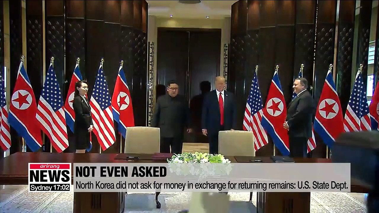 U.S. paid no money to North Korea for the repatriation of remains of American troops