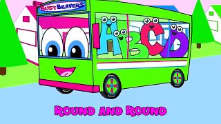 The Wheels On The Bus | Green Bus Version | Nursery Rhymes | HD