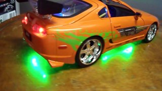 Fast and Furious Brian OConner Toyota Supra 1/18 Diecast Car WORKING NEON Lights Custom B