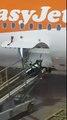 Ils s'amusent chez EasyJet ! Sortie de soute d'avion par le tapis roulant pour ce manutentionnaire !