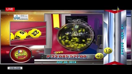 PCSO 9 PM Lotto Draw, July 30, 2018